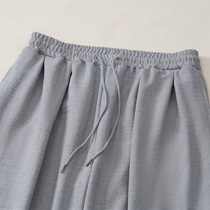 Buddha Stones Spring Basic Retro Drawstring Solid Long Pants Men's Harem Pants With Pockets - image 15