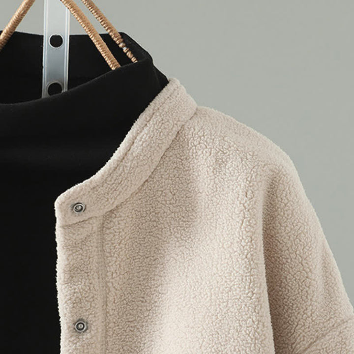Buddha Stones Winter Casual Tang Style Mandarin Collar Solid Women's Jacket With Pocket - image 10