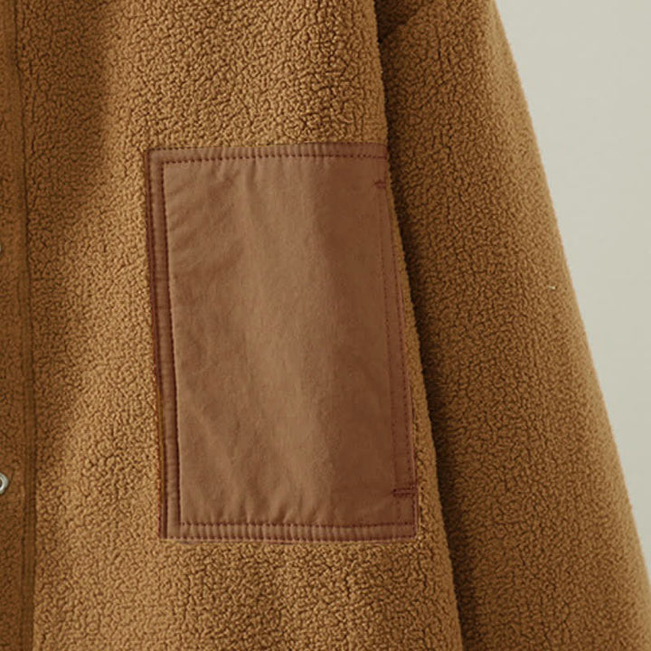 Buddha Stones Winter Casual Tang Style Mandarin Collar Solid Women's Jacket With Pocket - image 5