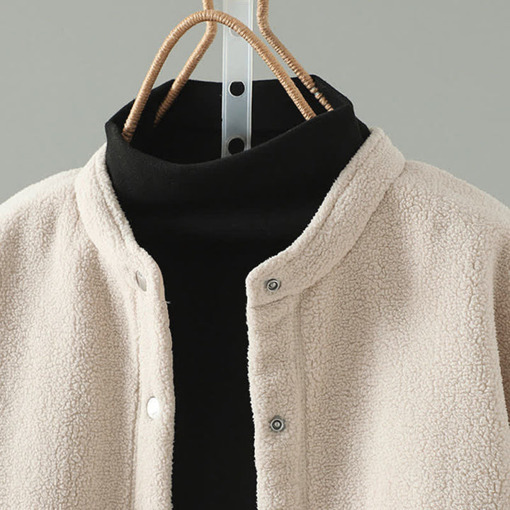 Buddha Stones Winter Casual Tang Style Mandarin Collar Solid Women's Jacket With Pocket - image 8