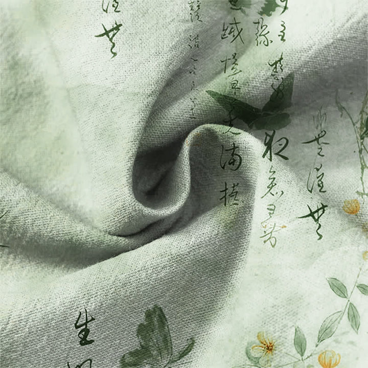 Buddha Stones Cotton Butterfly Floral Calligraphy Pattern V-Neck Buttons Men's Long Sleeve Shirts - image 20