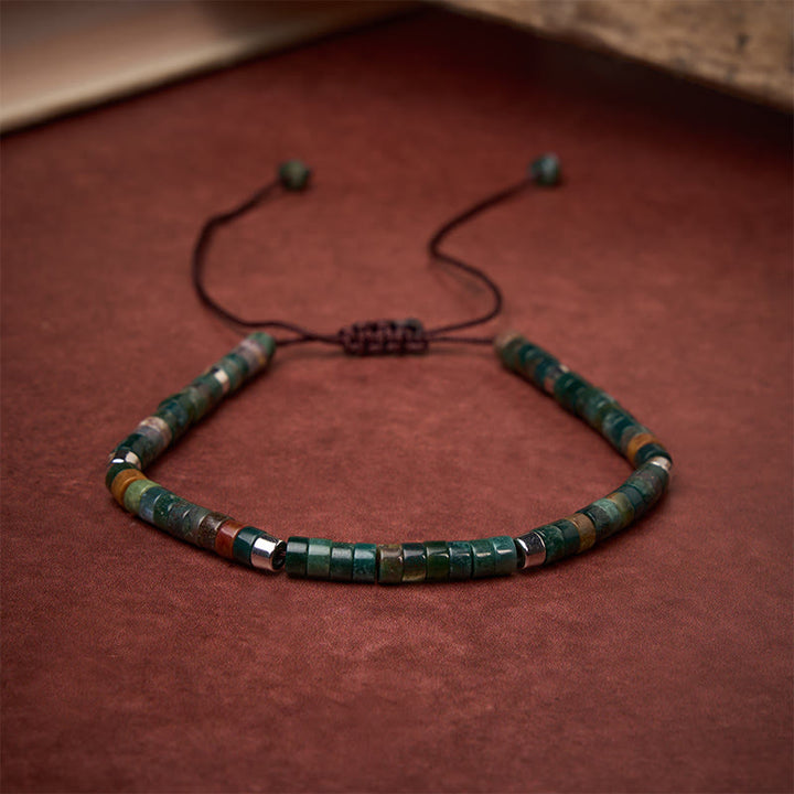 Buddha Stones Natural Indian Agate Braided Balance Bead Bracelet - image 1