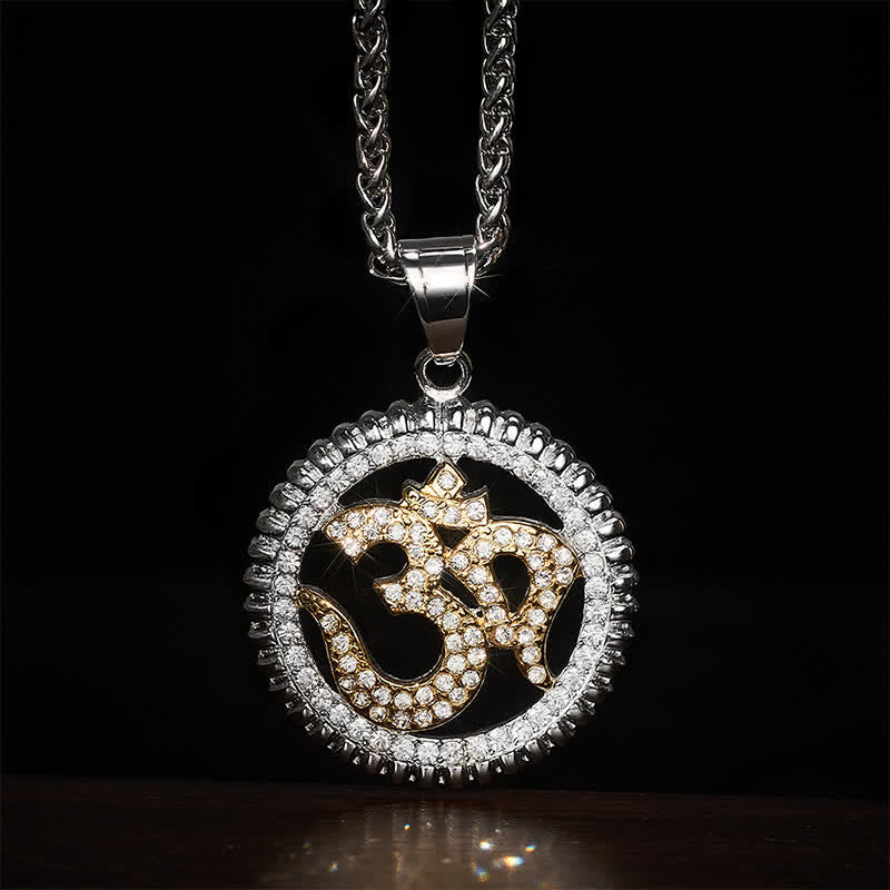 Buddha Stones Titanium Steel OM Pendant Necklace for Strength and Mindfulness - image 11