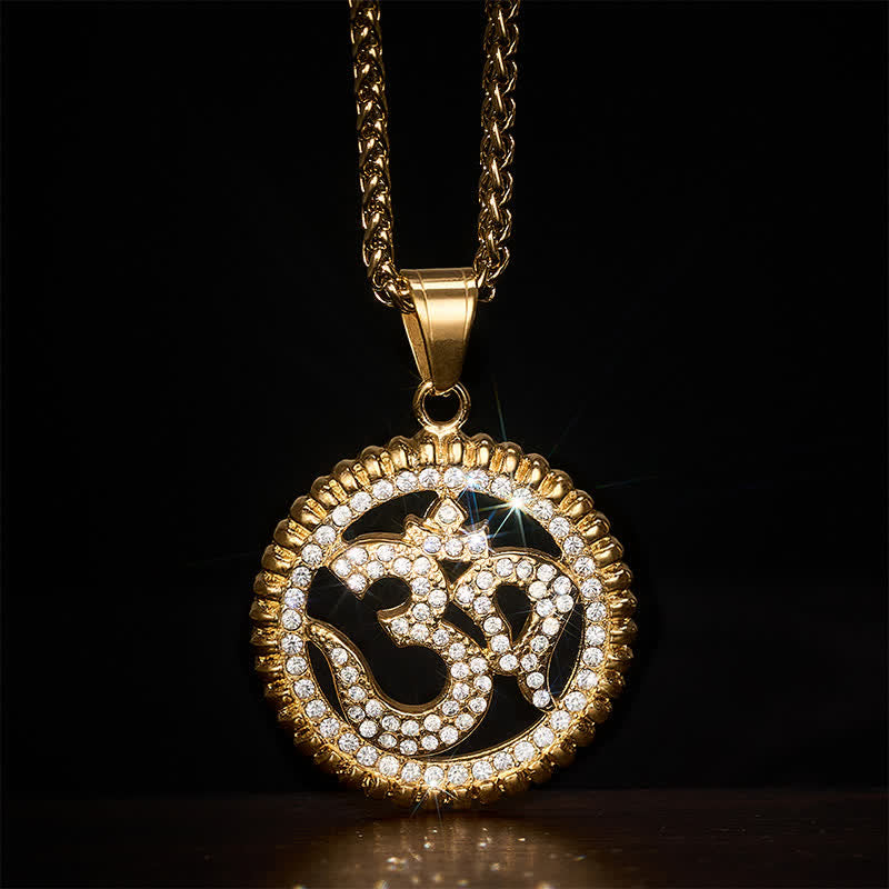 Buddha Stones Titanium Steel OM Pendant Necklace for Strength and Mindfulness - image 3