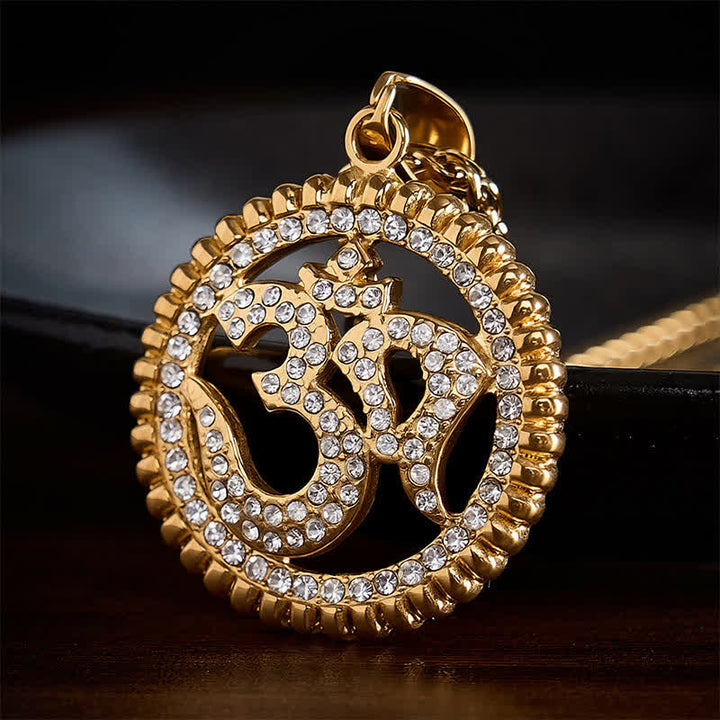 Buddha Stones Titanium Steel OM Pendant Necklace for Strength and Mindfulness - image 4