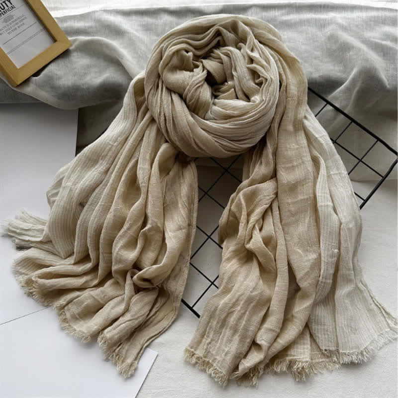 Buddha Stones Spring Fall Two Tone Fine Stripe Casual Tassel Men's Scarf - Beige - image 5