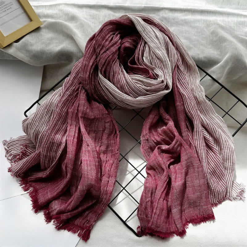 Buddha Stones Spring Fall Two Tone Fine Stripe Casual Tassel Men's Scarf - Maroon - image 9