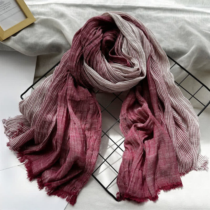 Buddha Stones Spring Fall Two Tone Fine Stripe Casual Tassel Men's Scarf - Maroon - image 9