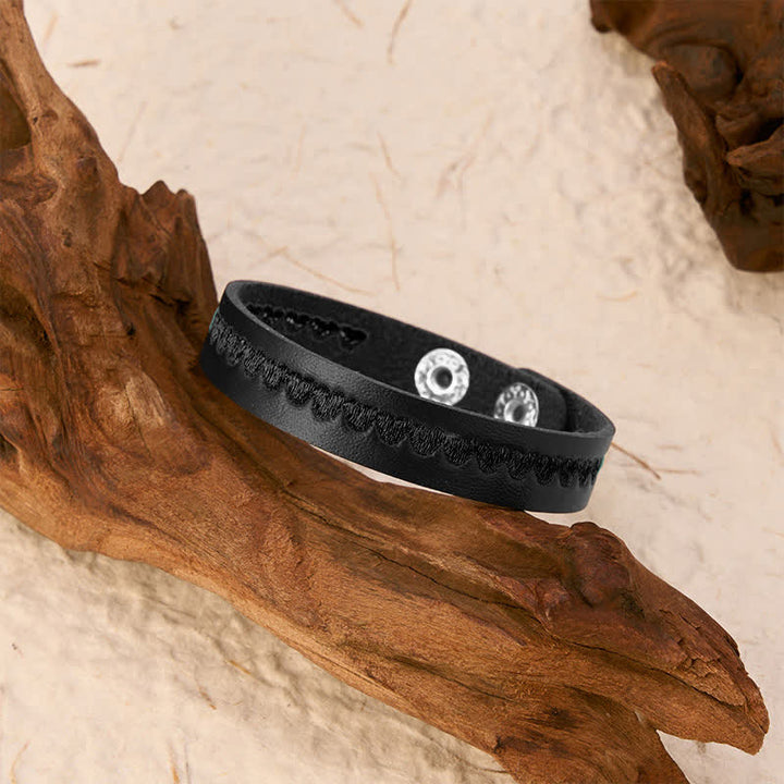 Buddha Stones Adjustable Leather Love Heart Embroidered Protection Buckle Bracelet - image 32