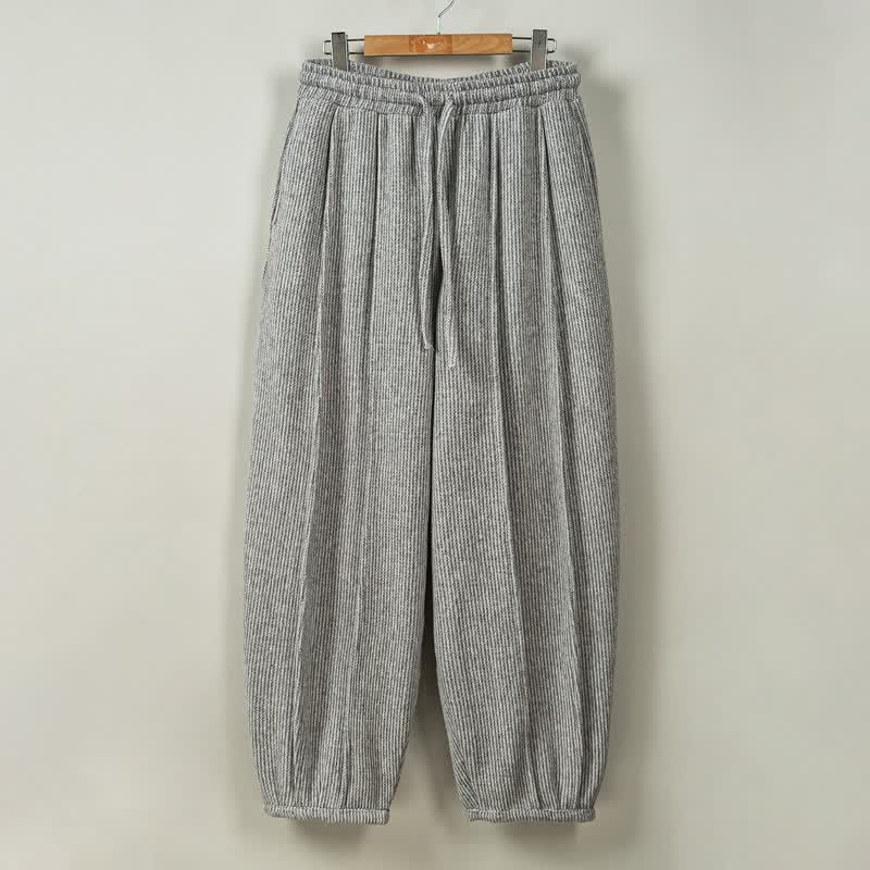 Buddha Stones Fall Winter Casual Vintage Drawstring Solid Long Pants Men's Harem Pants With Pockets - DimGray - US/UK/AU46，EU56 (5XL) - image 9