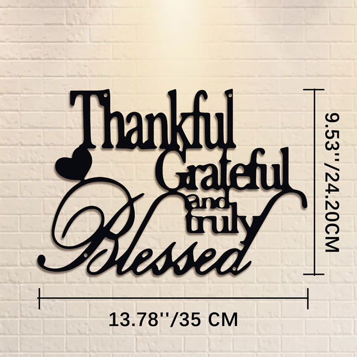 Buddha Stones Thankful Grateful Truly Blessed Matte Black Metal Wall Decor - Approx. 35cm x 11.97cm x 0.1cm / 13.78in x 4.71in x 0.04in - image 6