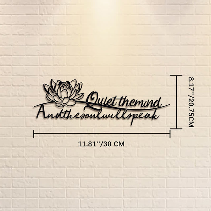 Buddha Stones Lotus Quote Quiet The Mind And The Soul Will Speak Meaningful Symbols Wall Art - Approx. 30cm x 10.26cm x 0.1cm / 11.81in x 4.04in x 0.04in - image 4
