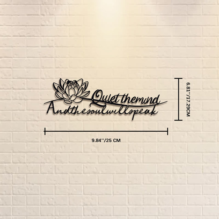 Buddha Stones Lotus Quote Quiet The Mind And The Soul Will Speak Meaningful Symbols Wall Art - Approx. 25cm x 8.55cm x 0.1cm / 9.84in x 3.37in x 0.04in - image 2