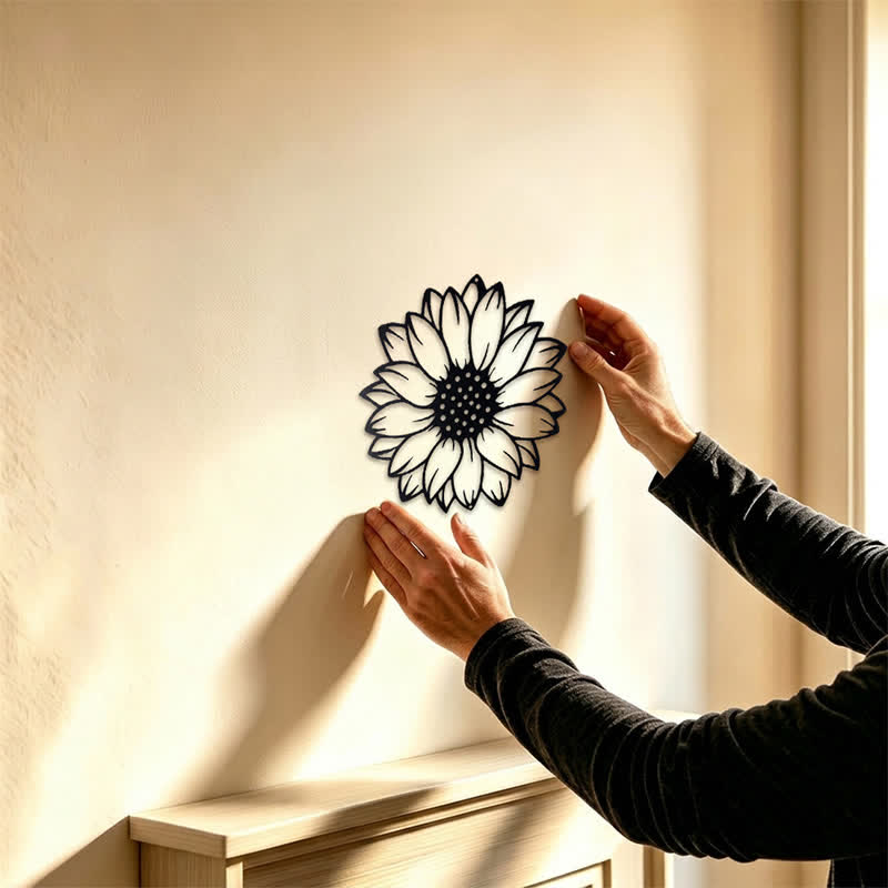 Buddha Stones Round Floral Sunflower Energy Iron Metal Wall Decor - image 1