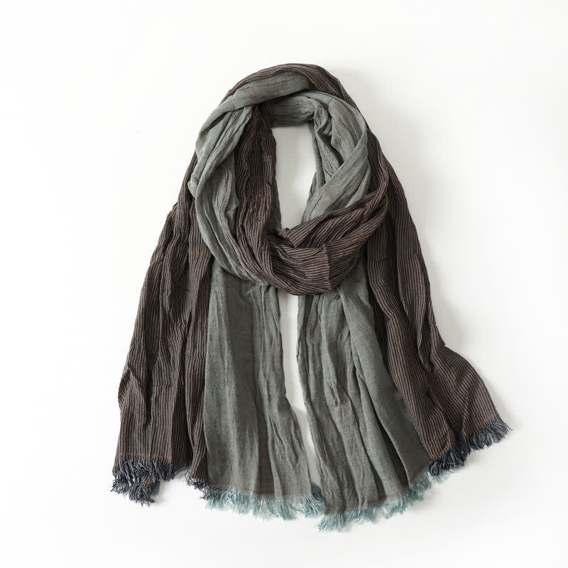 Buddha Stones Spring Fall Two Tone Olive Brown Crinkled Tassel Women's Scarf - DarkOliveGreen - image 0