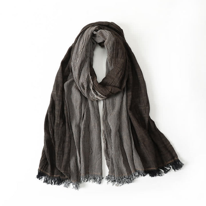 Buddha Stones Spring Fall Two Tone Olive Brown Crinkled Tassel Women's Scarf - Black - image 7