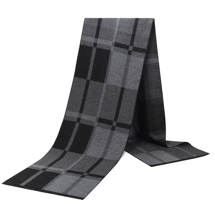 Buddha Stones Fall Winter Classic Black Gray Check Wrap Men's Scarf - image 1