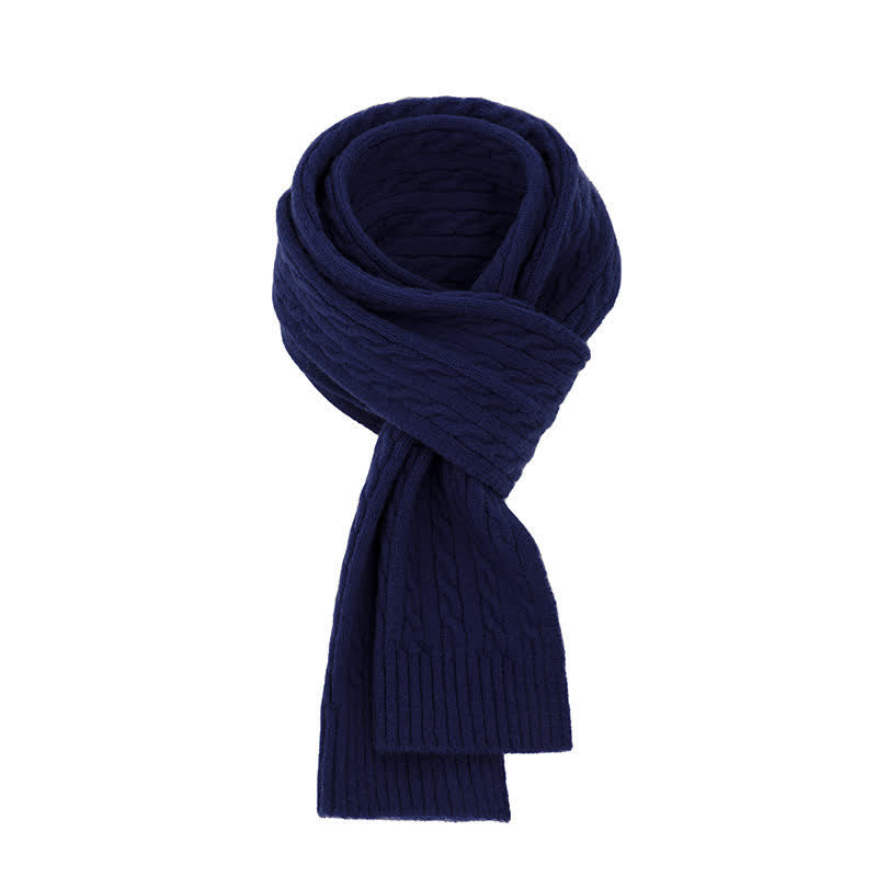 Buddha Stones Fall Winter Classic Cable Knit Cozy Men's Scarf - MidnightBlue - image 4