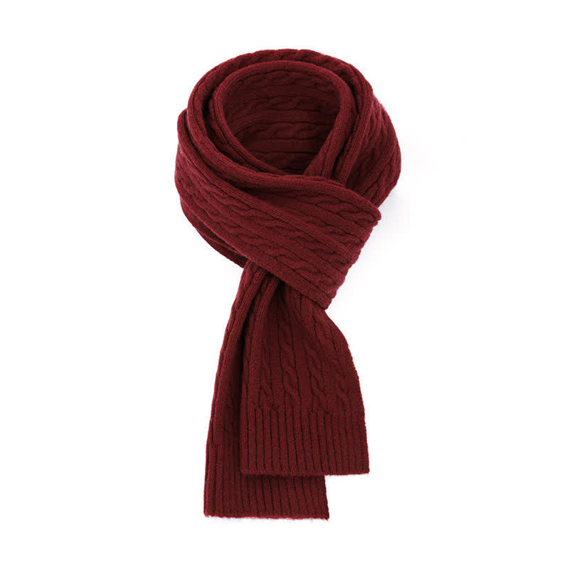 Buddha Stones Fall Winter Classic Cable Knit Cozy Men's Scarf - Maroon - image 8