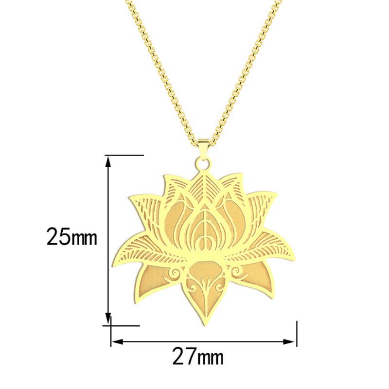 Buddha Stones Meditation Lotus Titanium Steel Chain Protection and Purity Necklace - image 7