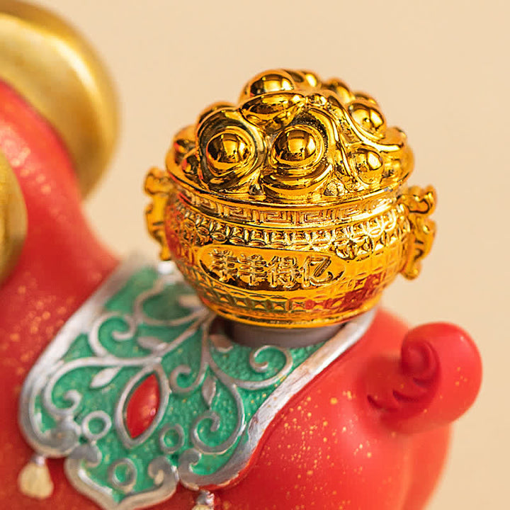 Buddha Stones Resin Zodiac Goat Sheep With Fortune Bag For Luck Cute Animal Decor - image 3