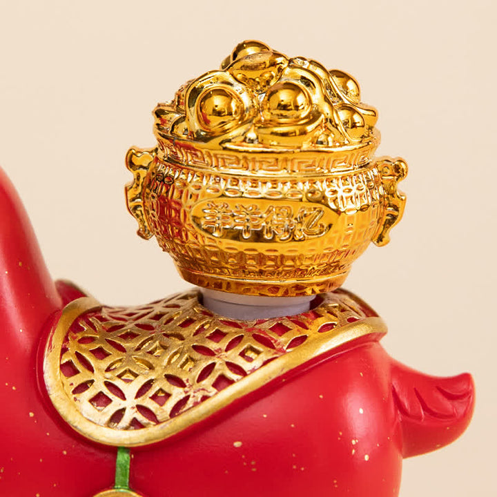 Buddha Stones Resin Zodiac Goat Sheep Prosperity Ingot Gourd Desk Accent Cute Animal Decor - image 5