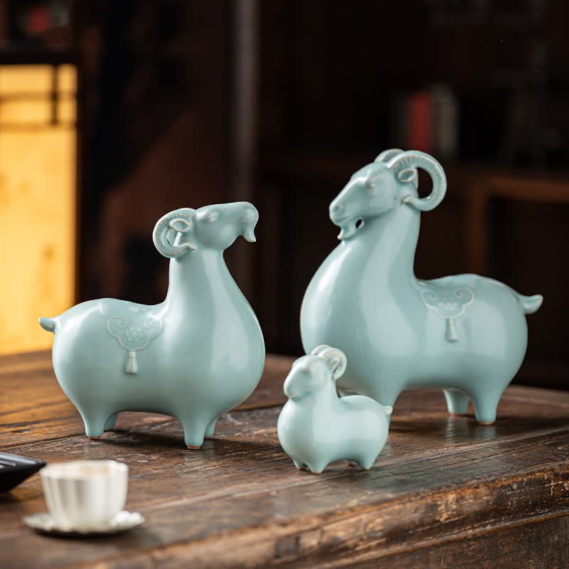 Buddha Stones Ceramic Goat Bring Prosperity Cute Animal Decor - image 11