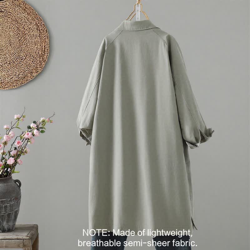 Buddha Stones Spring Fall Casual Minimalist Button-Up Solid Thin Women's Jacket With Pocket - image 1
