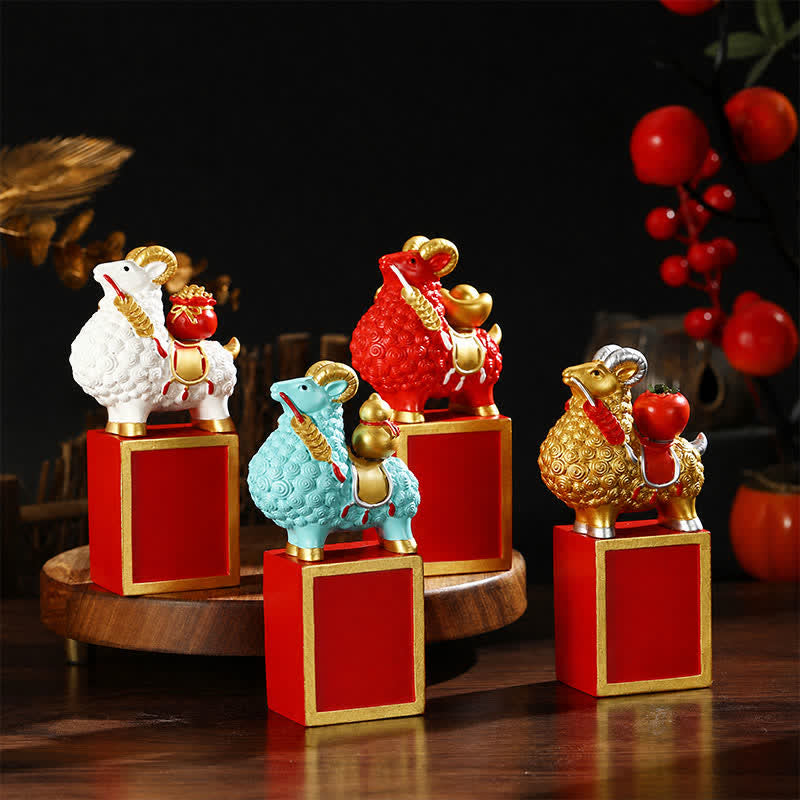 Buddha Stones Resin Prosperity Goat Sheep Fortune Bag Ingot Gourd Persimmon Desktop Ornament Cute Animal Decor - image 15
