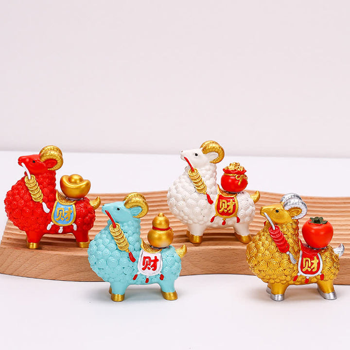 Buddha Stones Resin Prosperity Goat Sheep Fortune Bag Ingot Gourd Persimmon Desktop Ornament Cute Animal Decor - image 13