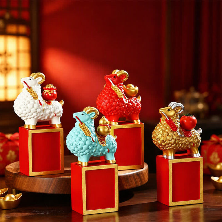 Buddha Stones Resin Prosperity Goat Sheep Fortune Bag Ingot Gourd Persimmon Desktop Ornament Cute Animal Decor - image 16