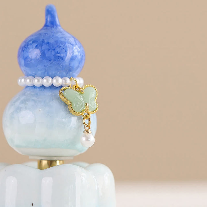 Buddha Stones Ceramic Butterfly Gourd Rotating Mindful Living Decor - image 3