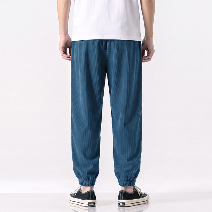 Buddha Stones Fall Winter Casual Drawstring Solid Corduroy Long Pants Men's Tapered Pants With Pockets - image 12