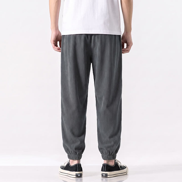 Buddha Stones Fall Winter Casual Drawstring Solid Corduroy Long Pants Men's Tapered Pants With Pockets - image 22
