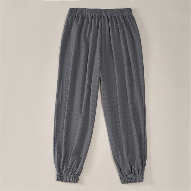 Buddha Stones Fall Winter Casual Drawstring Solid Corduroy Long Pants Men's Tapered Pants With Pockets - image 24