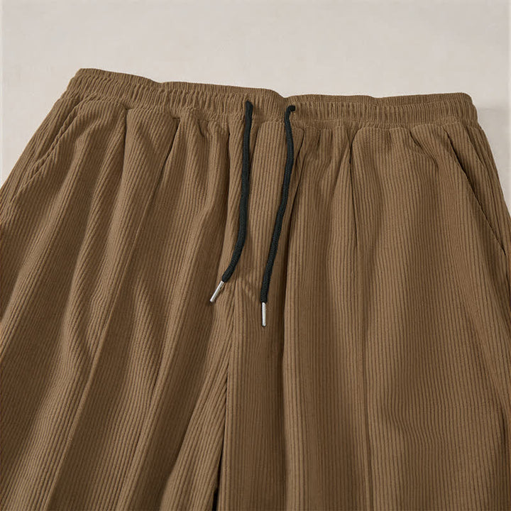 Buddha Stones Fall Winter Casual Drawstring Solid Corduroy Long Pants Men's Tapered Pants With Pockets - image 5