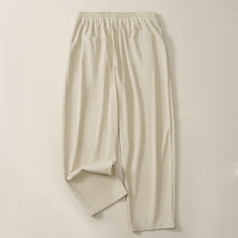 Buddha Stones Fall Winter Casual Minimalist Drawstring Solid Long Pants Corduroy Men's Tapered Pants With Pockets - image 13