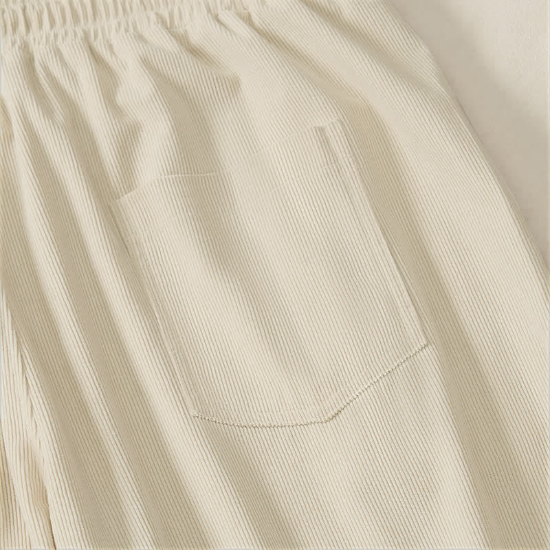 Buddha Stones Fall Winter Casual Minimalist Drawstring Solid Long Pants Corduroy Men's Tapered Pants With Pockets - image 17
