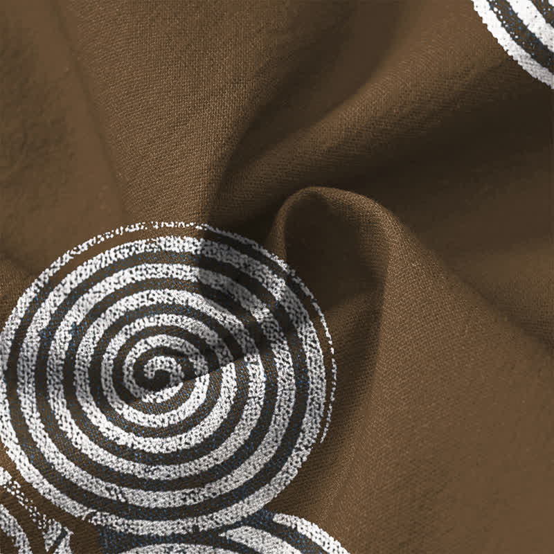 Buddha Stones Cotton Bohemian Spiral Pattern V-Neck Buttons Men's Long Sleeve Shirts - image 13