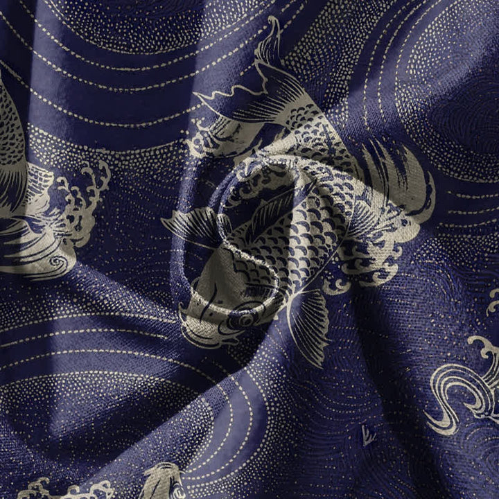 Buddha Stones Pure Cotton Koi Ripple Pattern Drawstring Men's Harem Pants With Pockets - image 5