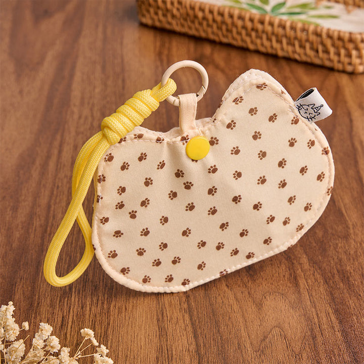 Buddha Stones Yellow White Kitten Paw Print Pattern Cute Snap Button Wallet - image 3
