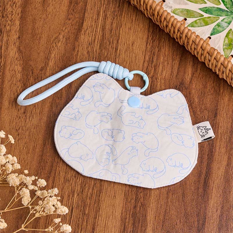 Buddha Stones Yellow White Kitten Paw Print Pattern Cute Snap Button Wallet - White Blue Striped Kitten Pattern  (Approx. 13 X 10 cm) - image 5