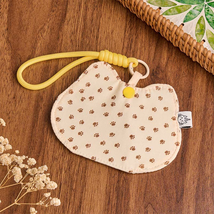 Buddha Stones Yellow White Kitten Paw Print Pattern Cute Snap Button Wallet - Yellow Kitten Paw Print Pattern (Approx. 13 X 10 cm) - image 0