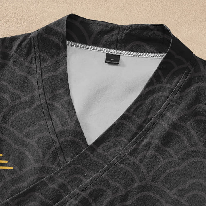 Buddha Stones Cotton Lotus Om Koi Pattern Wrap V-Neck Lace-up Women's Long Sleeve Shirts Kimono - image 2