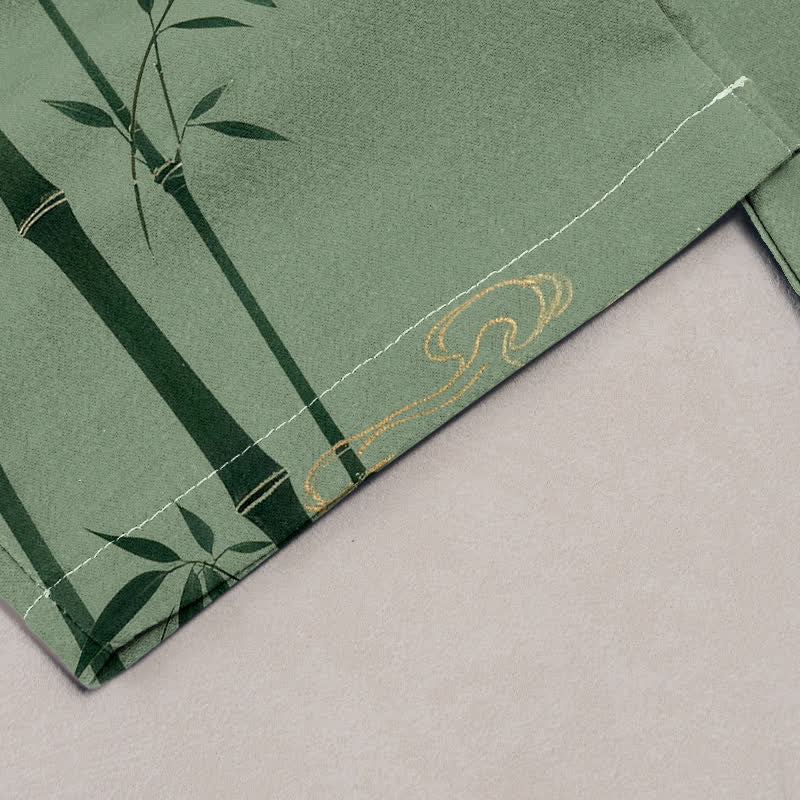 Buddha Stones Pure Cotton Bamboo Bird Pattern Women's Elastic Waist Pants With Pockets - image 1