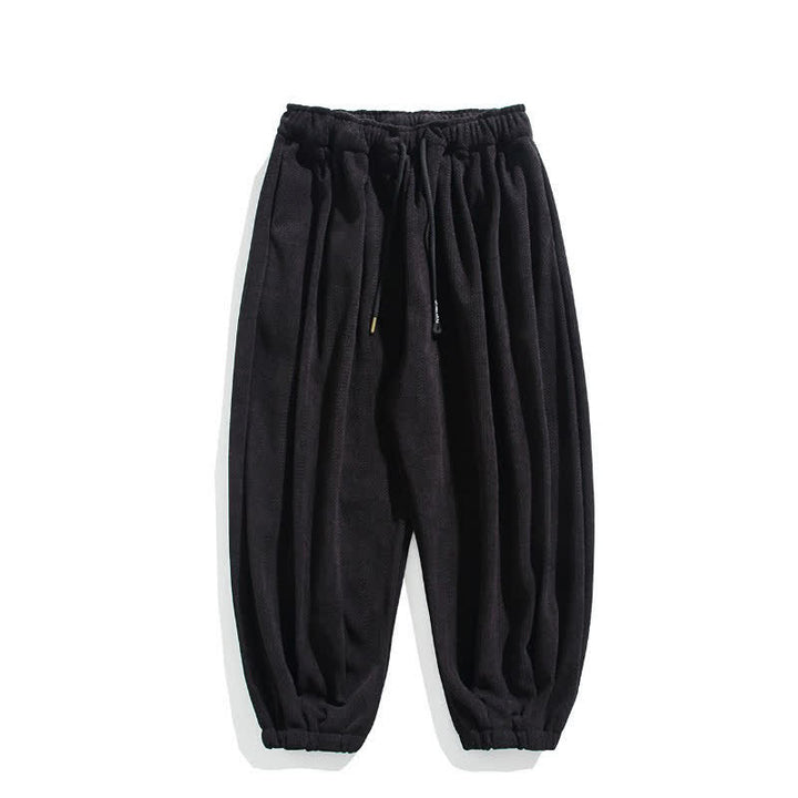 Buddha Stones Fall Winter Casual Minimalist Drawstring Solid Ankle Pants Corduroy Men's Harem Pants With Pockets - image 18