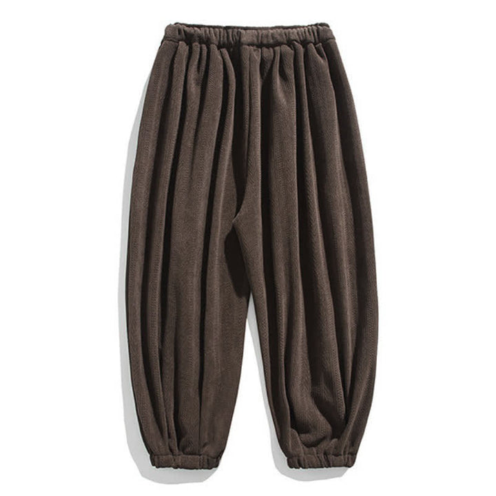 Buddha Stones Fall Winter Casual Minimalist Drawstring Solid Ankle Pants Corduroy Men's Harem Pants With Pockets - image 8