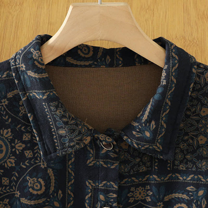 Buddha Stones Fall Vintage Boho Button-Up Abstract Women's Long Sleeve Shirts With Pockets - image 7