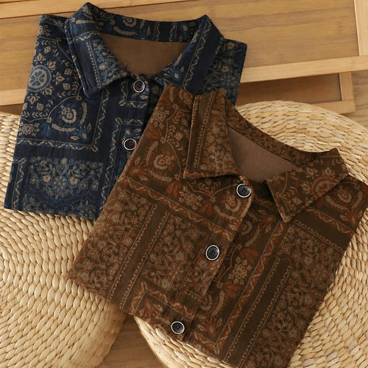 Buddha Stones Fall Vintage Boho Button-Up Abstract Women's Long Sleeve Shirts With Pockets - image 12