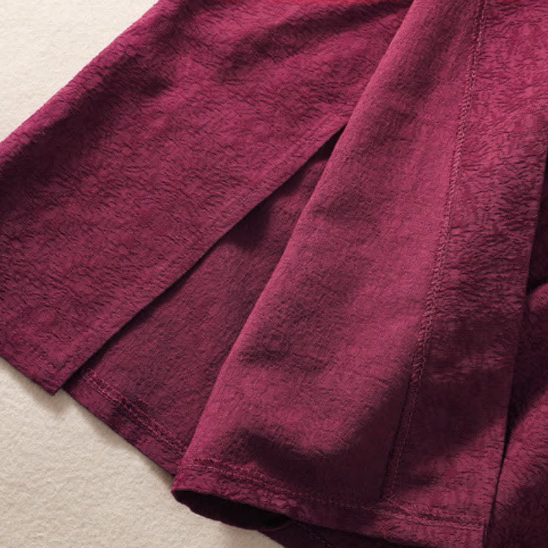 Buddha Stones Fall Vintage Tang Style Pankou Solid Cotton Linen Women's Skirts With Pocket - image 8